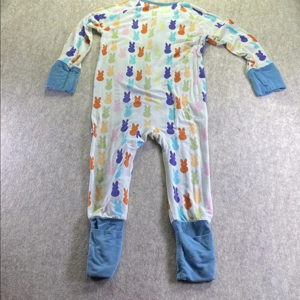 Emerson Bamboo Colorful Bunny Print Full Zip One Piece Footie Sleeper 18-24M